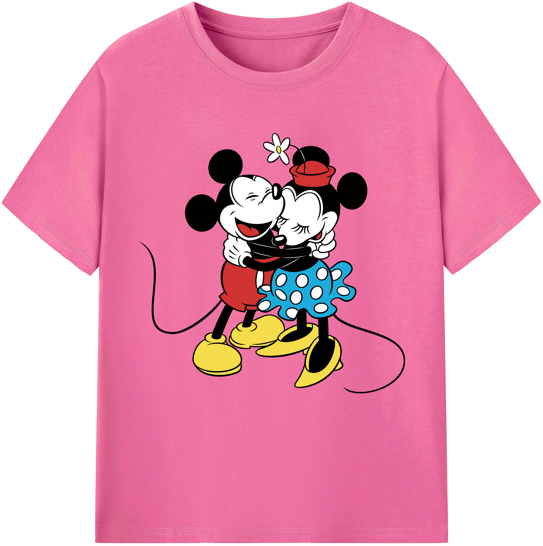 （画像用） ミッキーマウス Mickey Mouse レディースカジュアルプリントTシャツ（綿100％）